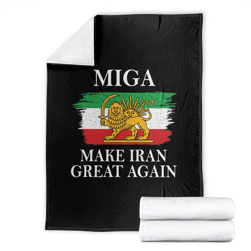 Make Iran Great Again Patriotic MIGA Throw Blanket Lion and Sun Flag Iranian Revolution TS02 Black Print Your Wear