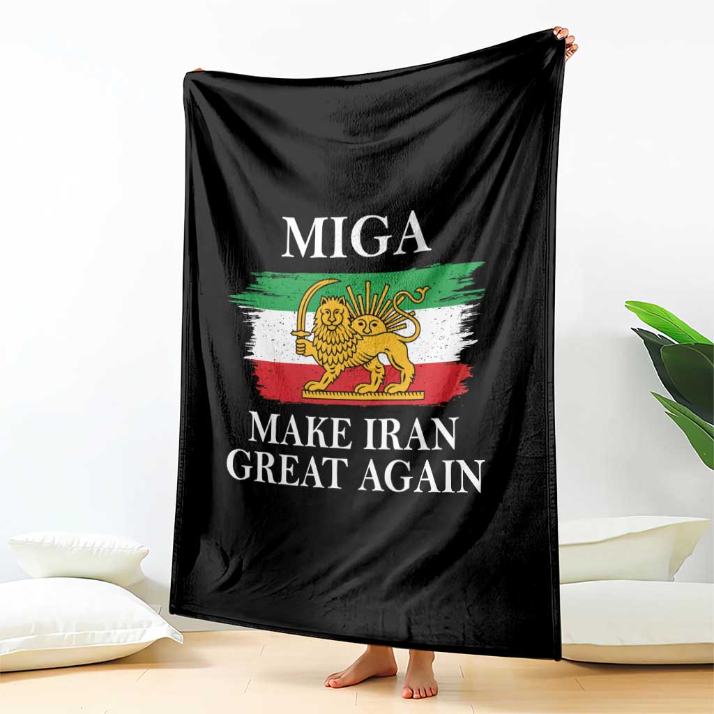 Make Iran Great Again Patriotic MIGA Throw Blanket Lion and Sun Flag Iranian Revolution TS02 Print Your Wear