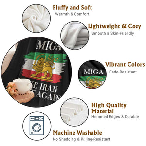 Make Iran Great Again Patriotic MIGA Throw Blanket Lion and Sun Flag Iranian Revolution TS02 Print Your Wear