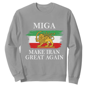 Make Iran Great Again Patriotic MIGA Sweatshirt Lion and Sun Flag Iranian Revolution TS02 Sport Gray Print Your Wear