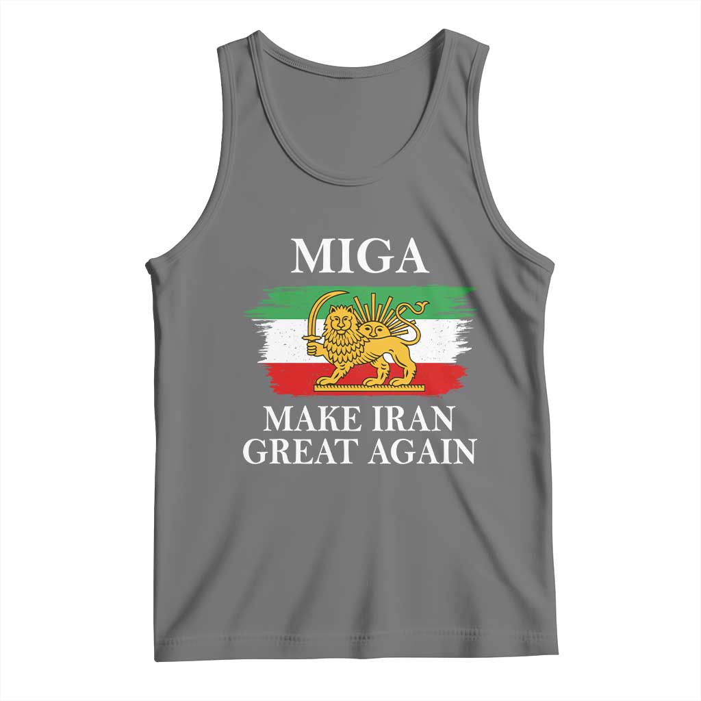 Make Iran Great Again Patriotic MIGA Tank Top Lion and Sun Flag Iranian Revolution TS02 Black Heather Print Your Wear