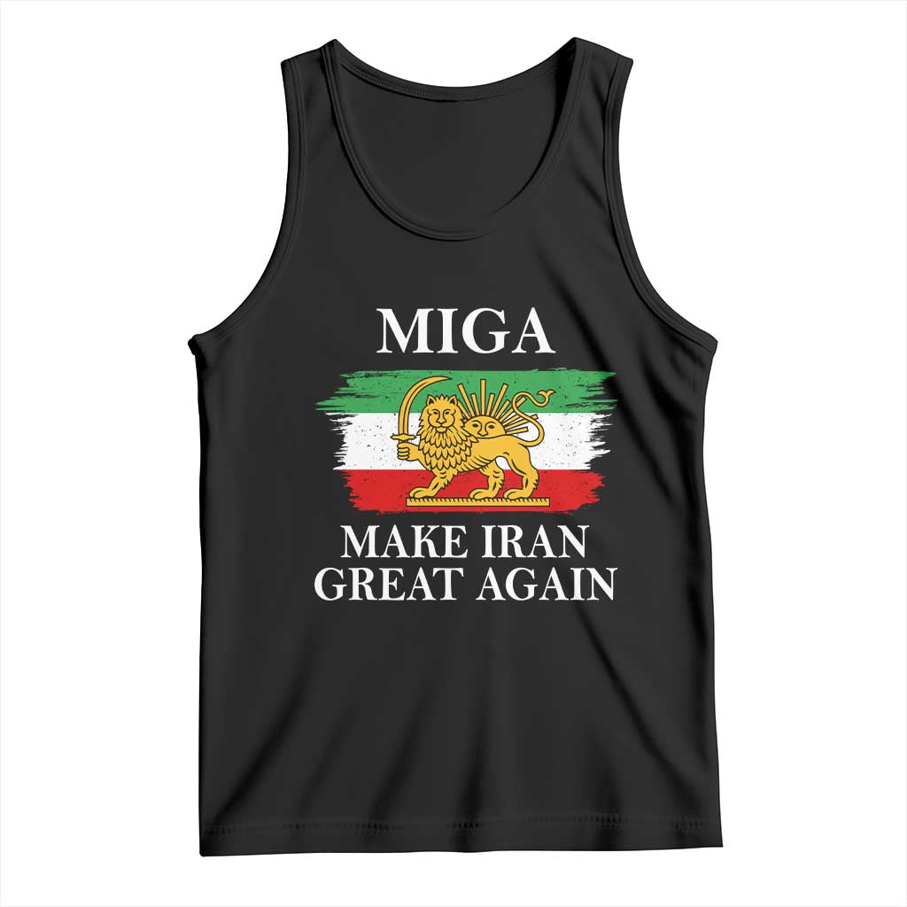 Make Iran Great Again Patriotic MIGA Tank Top Lion and Sun Flag Iranian Revolution TS02 Black Print Your Wear