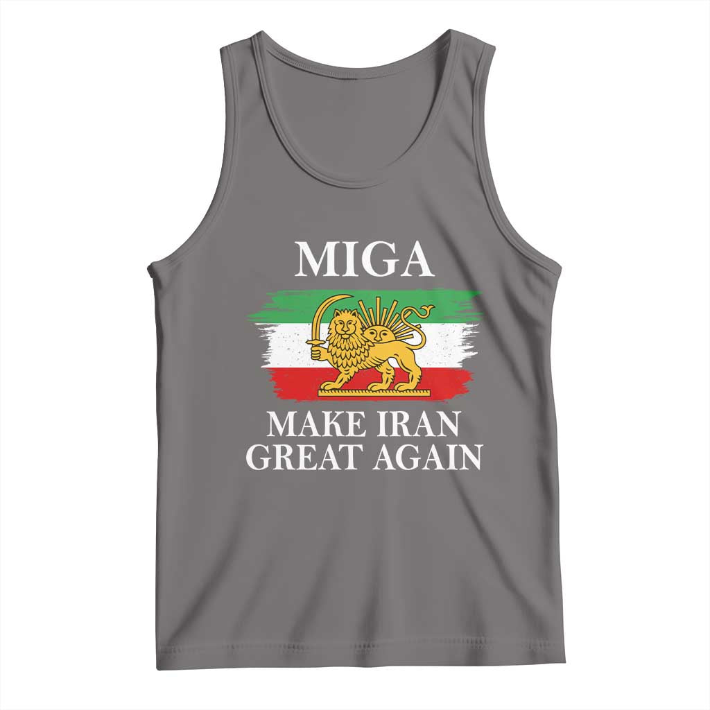 Make Iran Great Again Patriotic MIGA Tank Top Lion and Sun Flag Iranian Revolution TS02 Deep Heather Print Your Wear