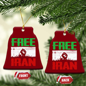 Free Iran Freedom Protest Ceramic Ornament Iranian Flag Raised Fist and Crowd Revolution TS02 Print Your Wear