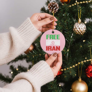 Free Iran Freedom Protest Ceramic Ornament Iranian Flag Raised Fist and Crowd Revolution TS02 1pc Light Pink Print Your Wear