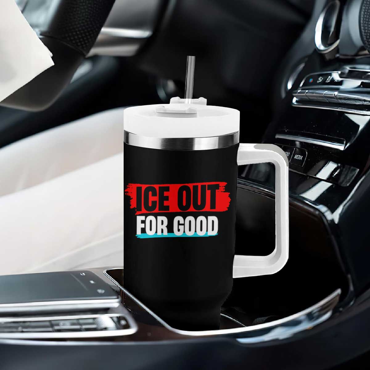 Ice Out For Good Tumbler With Handle Subtle Against Ice Protest Political Resistance TS02 Print Your Wear