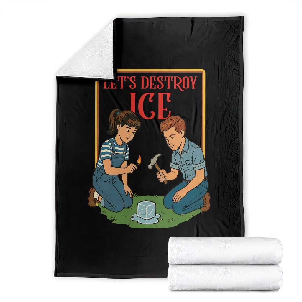 Let’s Destroy ICE Throw Blanket Retro Parody Protest with Satirical Childhood Graphic TS02 Black Print Your Wear
