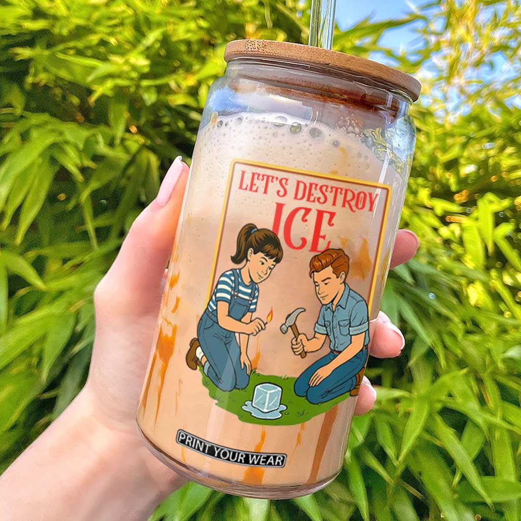 Let’s Destroy ICE Glass Can Retro Parody Protest with Satirical Childhood Graphic TS02 Black Print Your Wear