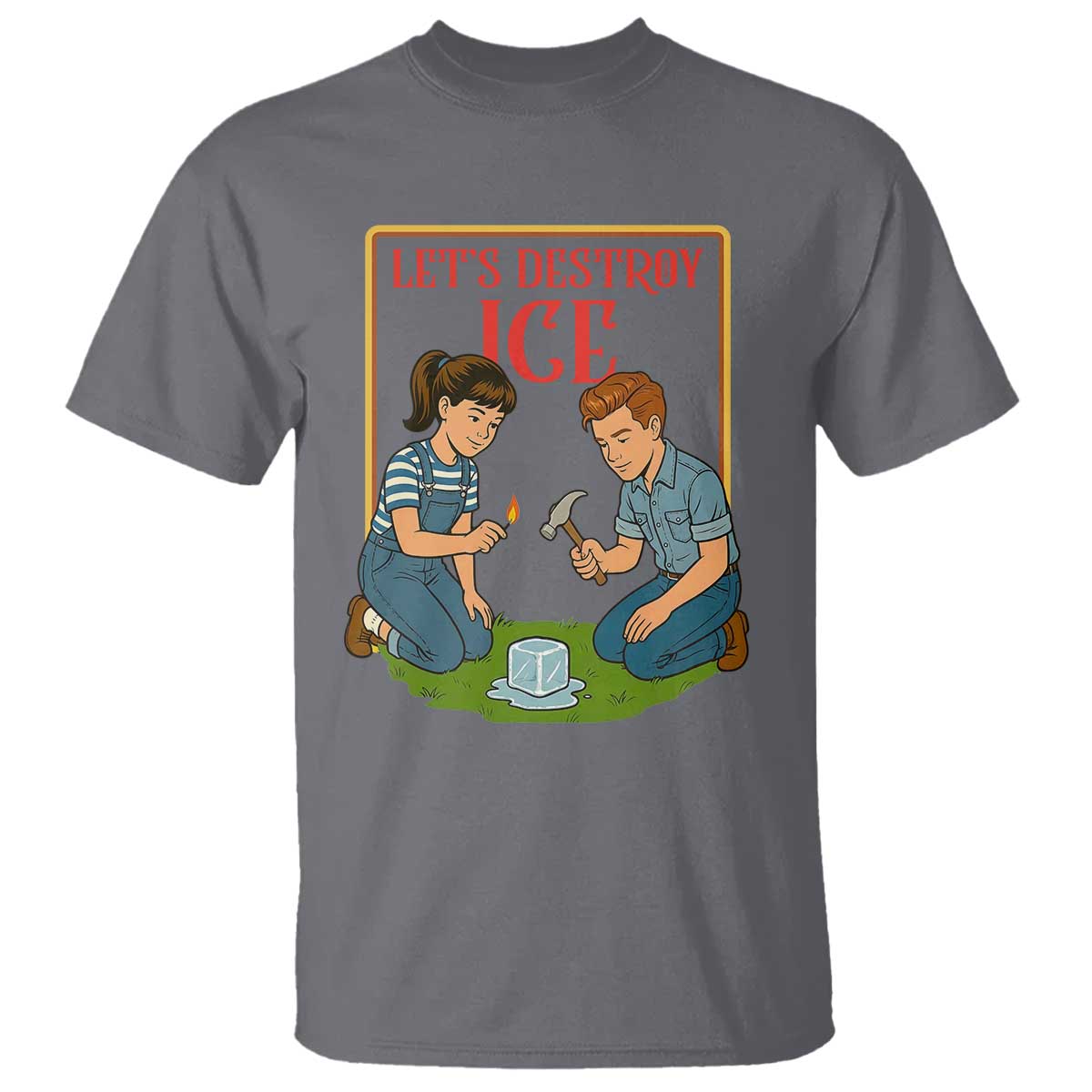 Let’s Destroy ICE T Shirt Retro Parody Protest with Satirical Childhood Graphic TS02 Charcoal Print Your Wear