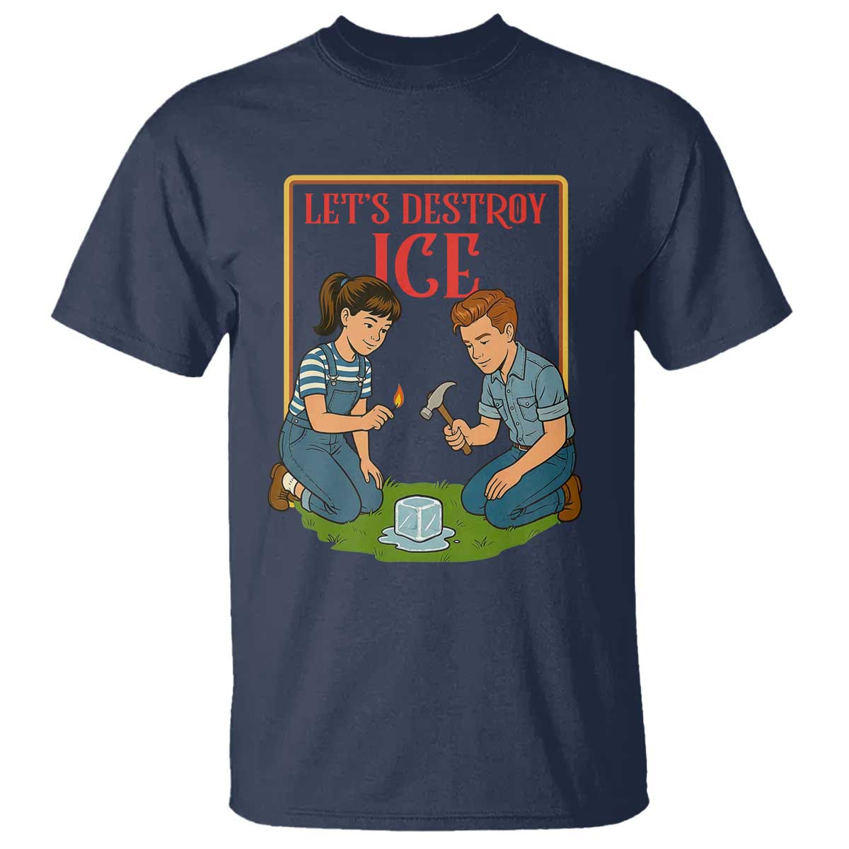 Let’s Destroy ICE T Shirt Retro Parody Protest with Satirical Childhood Graphic TS02 Navy Print Your Wear