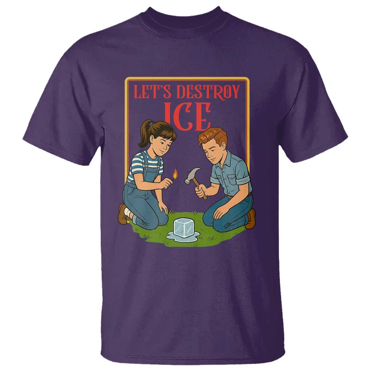 Let’s Destroy ICE T Shirt Retro Parody Protest with Satirical Childhood Graphic TS02 Purple Print Your Wear