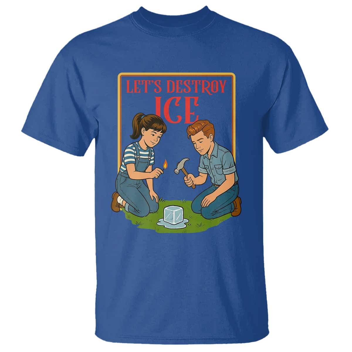 Let’s Destroy ICE T Shirt Retro Parody Protest with Satirical Childhood Graphic TS02 Royal Blue Print Your Wear