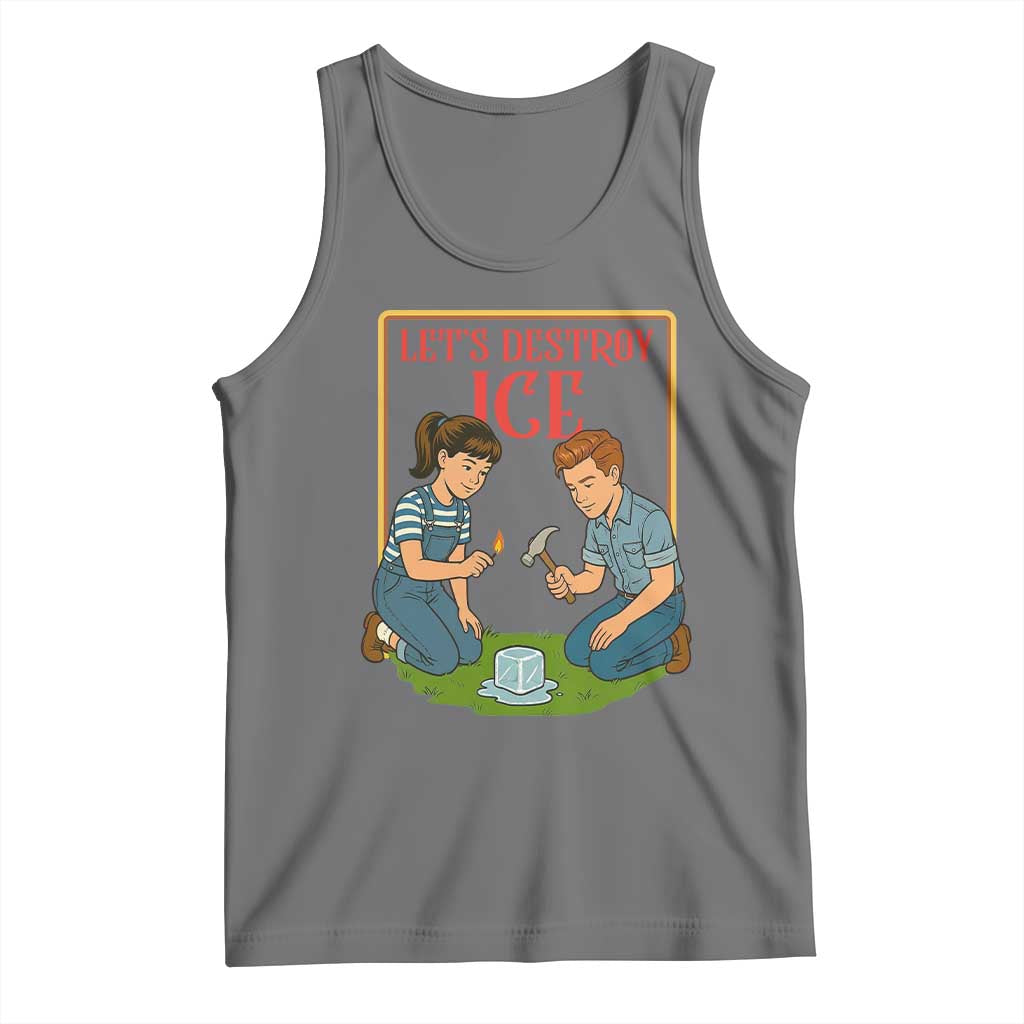 Let’s Destroy ICE Tank Top Retro Parody Protest with Satirical Childhood Graphic TS02 Black Heather Print Your Wear