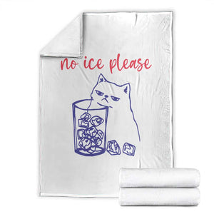 No Ice Please Funny Cat Meme Throw Blanket Subtle Against Ice Protest Political Resistance TS02 White Print Your Wear