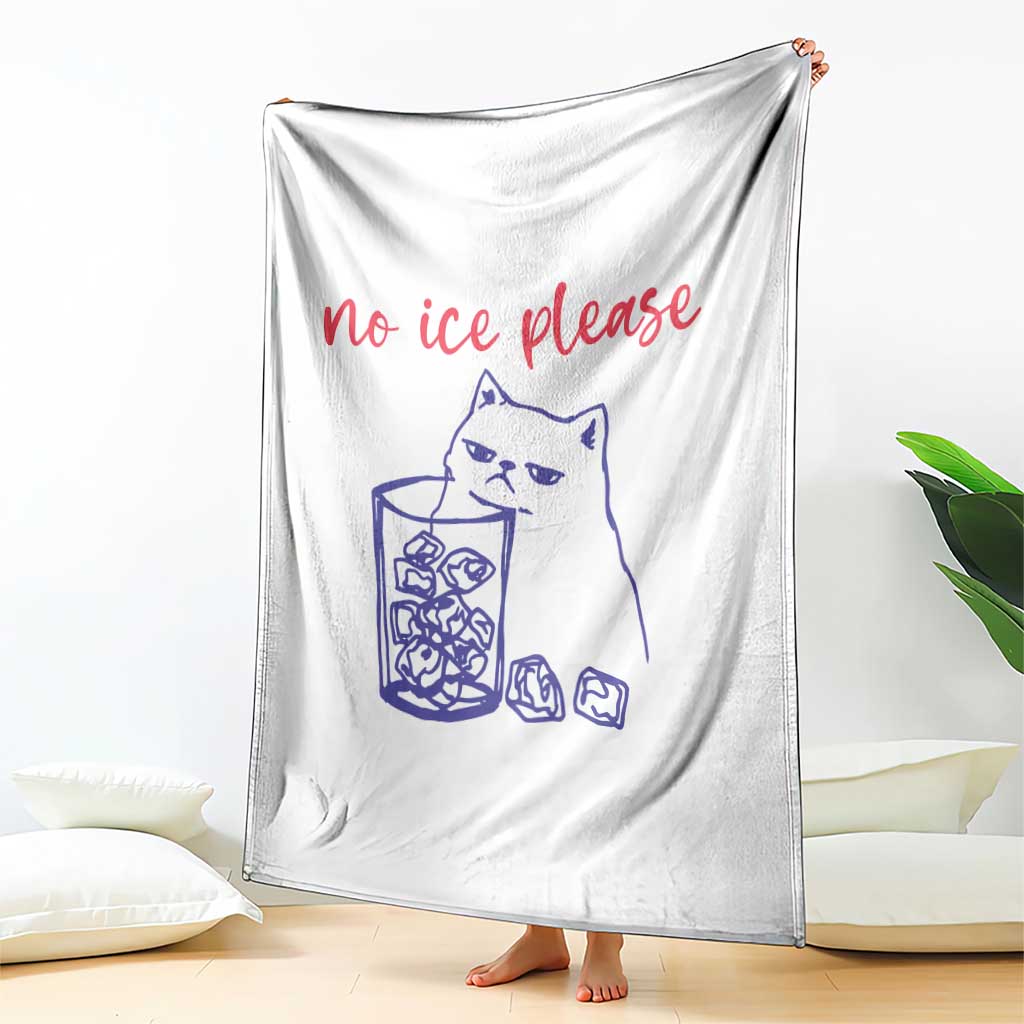 No Ice Please Funny Cat Meme Throw Blanket Subtle Against Ice Protest Political Resistance TS02 Print Your Wear