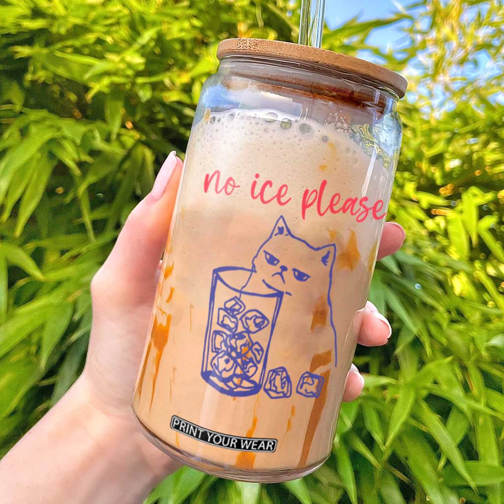 No Ice Please Funny Cat Meme Glass Can Subtle Against Ice Protest Political Resistance TS02 White Print Your Wear