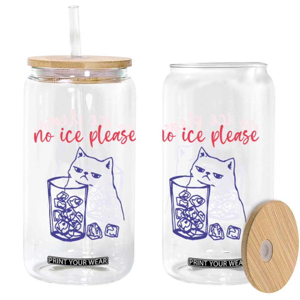 No Ice Please Funny Cat Meme Glass Can Subtle Against Ice Protest Political Resistance TS02 Print Your Wear