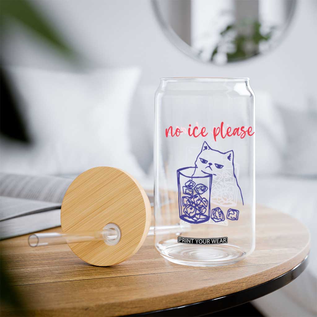 No Ice Please Funny Cat Meme Glass Can Subtle Against Ice Protest Political Resistance TS02 Print Your Wear