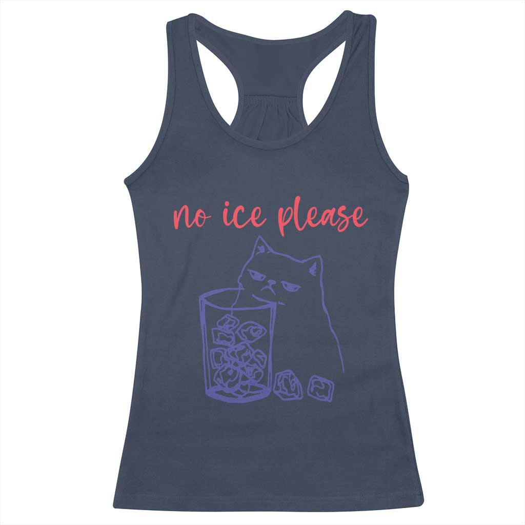 No Ice Please Funny Cat Meme Racerback Tank Top Subtle Against Ice Protest Political Resistance TS02 Navy Print Your Wear