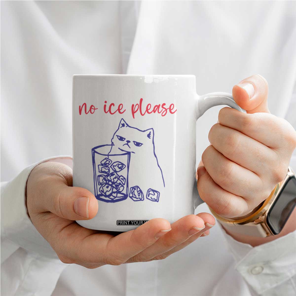 No Ice Please Funny Cat Meme Coffee Mug Subtle Against Ice Protest Political Resistance TS02 Print Your Wear