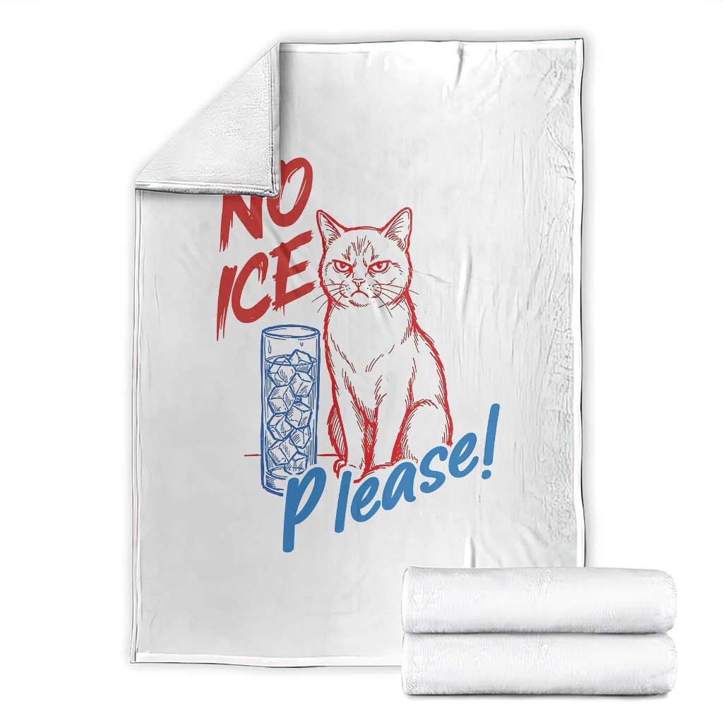 No Ice Please Angry Cat Graphic Throw Blanket Subtle Against Ice Protest Political Resistance TS02 White Print Your Wear