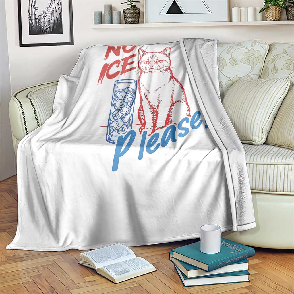 No Ice Please Angry Cat Graphic Throw Blanket Subtle Against Ice Protest Political Resistance TS02 Print Your Wear