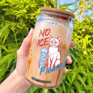 No Ice Please Angry Cat Graphic Glass Can Subtle Against Ice Protest Political Resistance TS02 White Print Your Wear