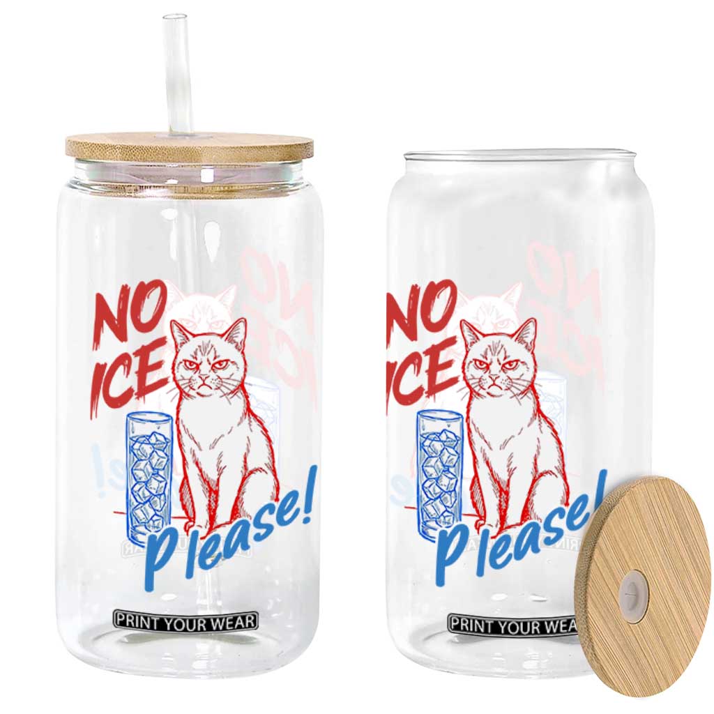 No Ice Please Angry Cat Graphic Glass Can Subtle Against Ice Protest Political Resistance TS02 Print Your Wear