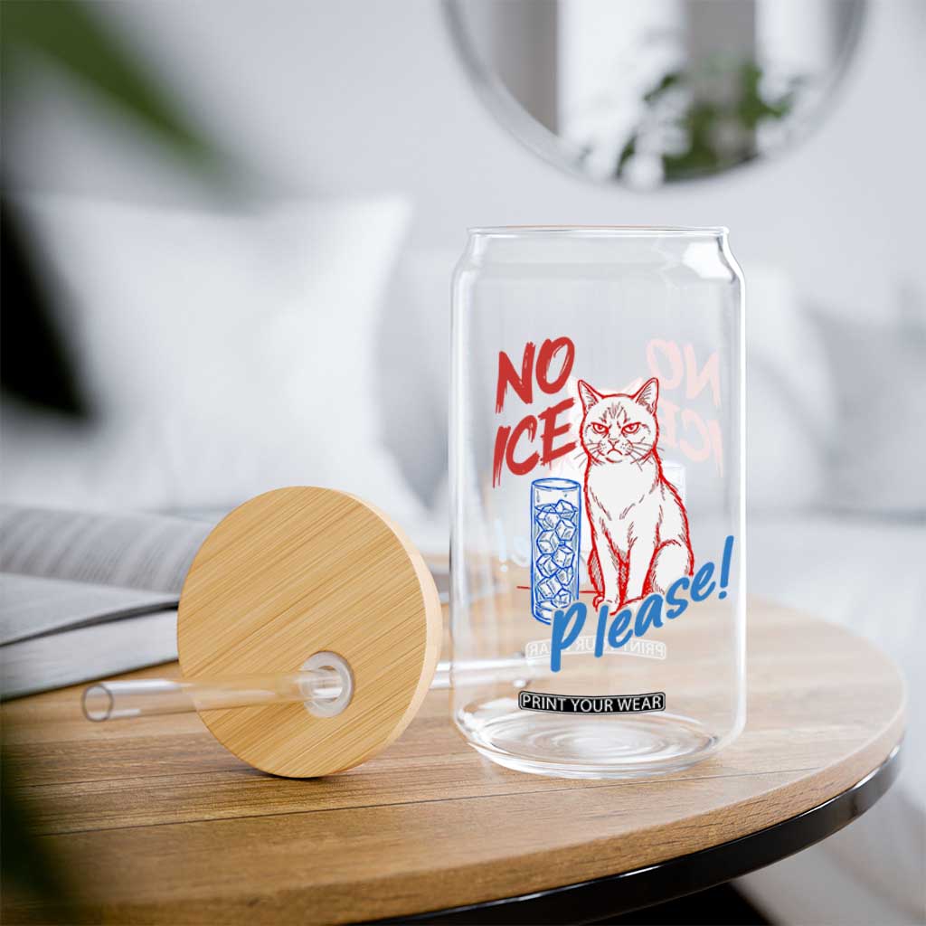No Ice Please Angry Cat Graphic Glass Can Subtle Against Ice Protest Political Resistance TS02 Print Your Wear