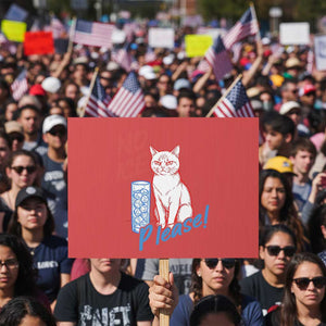 No Ice Please Angry Cat Graphic Protest Sign Subtle Against Ice Protest Political Resistance TS02 Horizontal 18" × 24" Red Print Your Wear