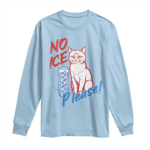 No Ice Please Angry Cat Graphic Long Sleeve Shirt Subtle Against Ice Protest Political Resistance TS02 Light Blue Print Your Wear