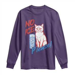 No Ice Please Angry Cat Graphic Long Sleeve Shirt Subtle Against Ice Protest Political Resistance TS02 Purple Print Your Wear
