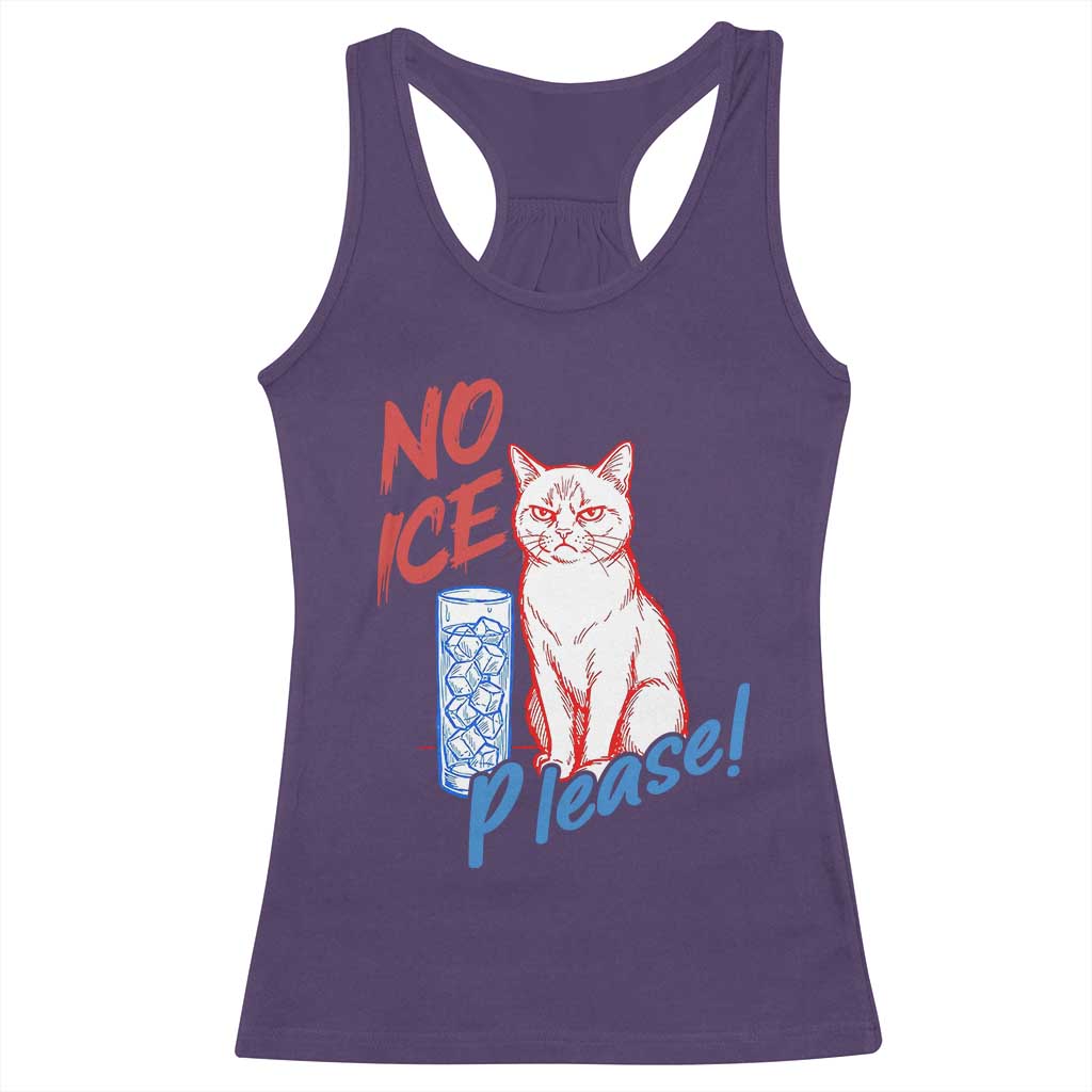 No Ice Please Angry Cat Graphic Racerback Tank Top Subtle Against Ice Protest Political Resistance TS02 Purple Print Your Wear