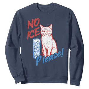 No Ice Please Angry Cat Graphic Sweatshirt Subtle Against Ice Protest Political Resistance TS02 Navy Print Your Wear