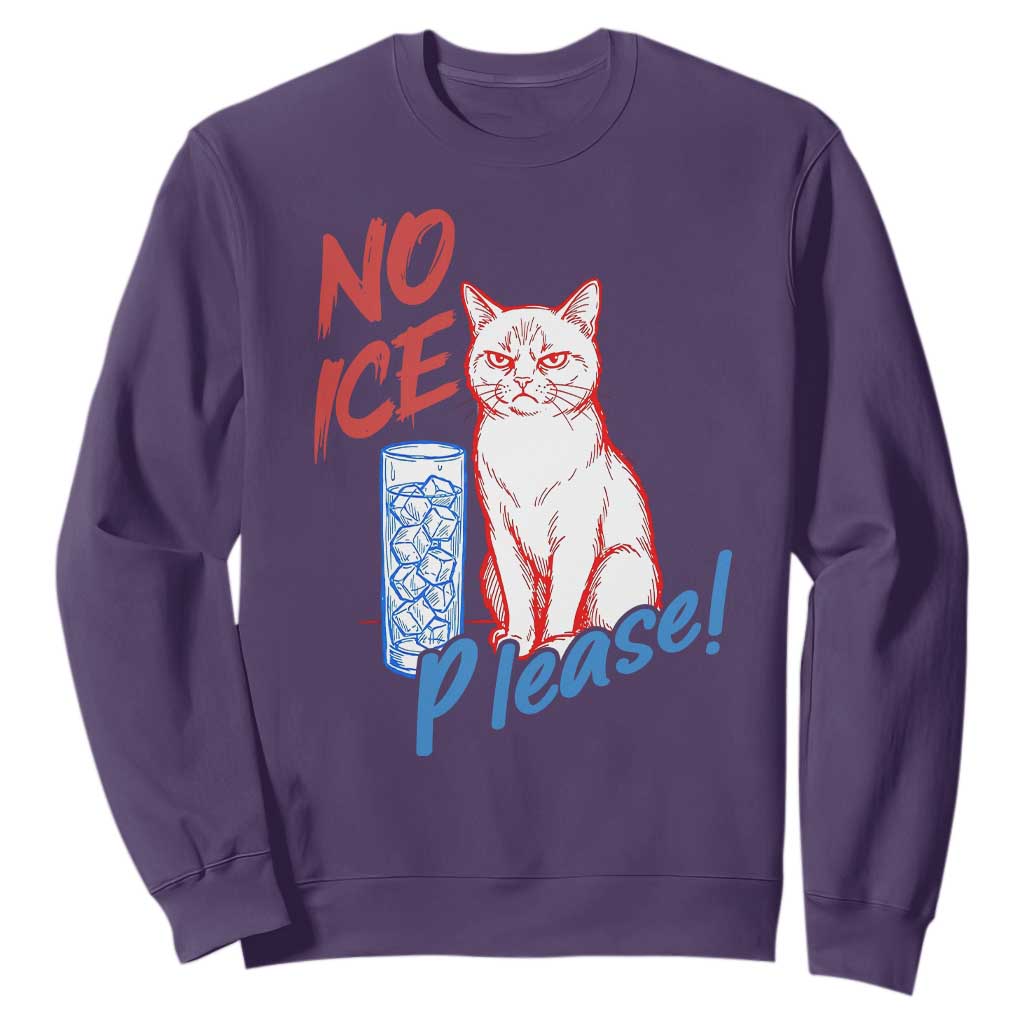 No Ice Please Angry Cat Graphic Sweatshirt Subtle Against Ice Protest Political Resistance TS02 Purple Print Your Wear