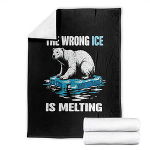 The Wrong Ice is Melting Polar Bear Throw Blanket Against Ice Environmental Activist Protest TS02 Black Print Your Wear
