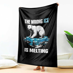 The Wrong Ice is Melting Polar Bear Throw Blanket Against Ice Environmental Activist Protest TS02 Print Your Wear