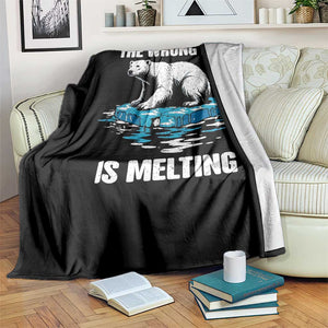 The Wrong Ice is Melting Polar Bear Throw Blanket Against Ice Environmental Activist Protest TS02 Print Your Wear