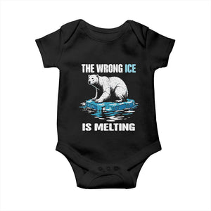 The Wrong Ice is Melting Polar Bear Baby Onesie Against Ice Environmental Activist Protest TS02 Black Print Your Wear