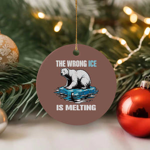 The Wrong Ice is Melting Polar Bear Ceramic Ornament Against Ice Environmental Activist Protest TS02 1pc Mocha Print Your Wear