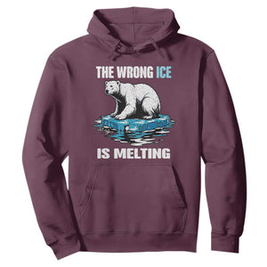 The Wrong Ice is Melting Polar Bear Hoodie Against Ice Environmental Activist Protest TS02 Maroon Print Your Wear
