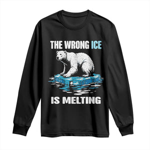 The Wrong Ice is Melting Polar Bear Long Sleeve Shirt Against Ice Environmental Activist Protest TS02 Black Print Your Wear