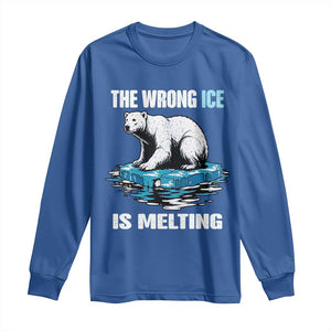 The Wrong Ice is Melting Polar Bear Long Sleeve Shirt Against Ice Environmental Activist Protest TS02 Royal Blue Print Your Wear