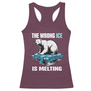 The Wrong Ice is Melting Polar Bear Racerback Tank Top Against Ice Environmental Activist Protest TS02 Maroon Print Your Wear