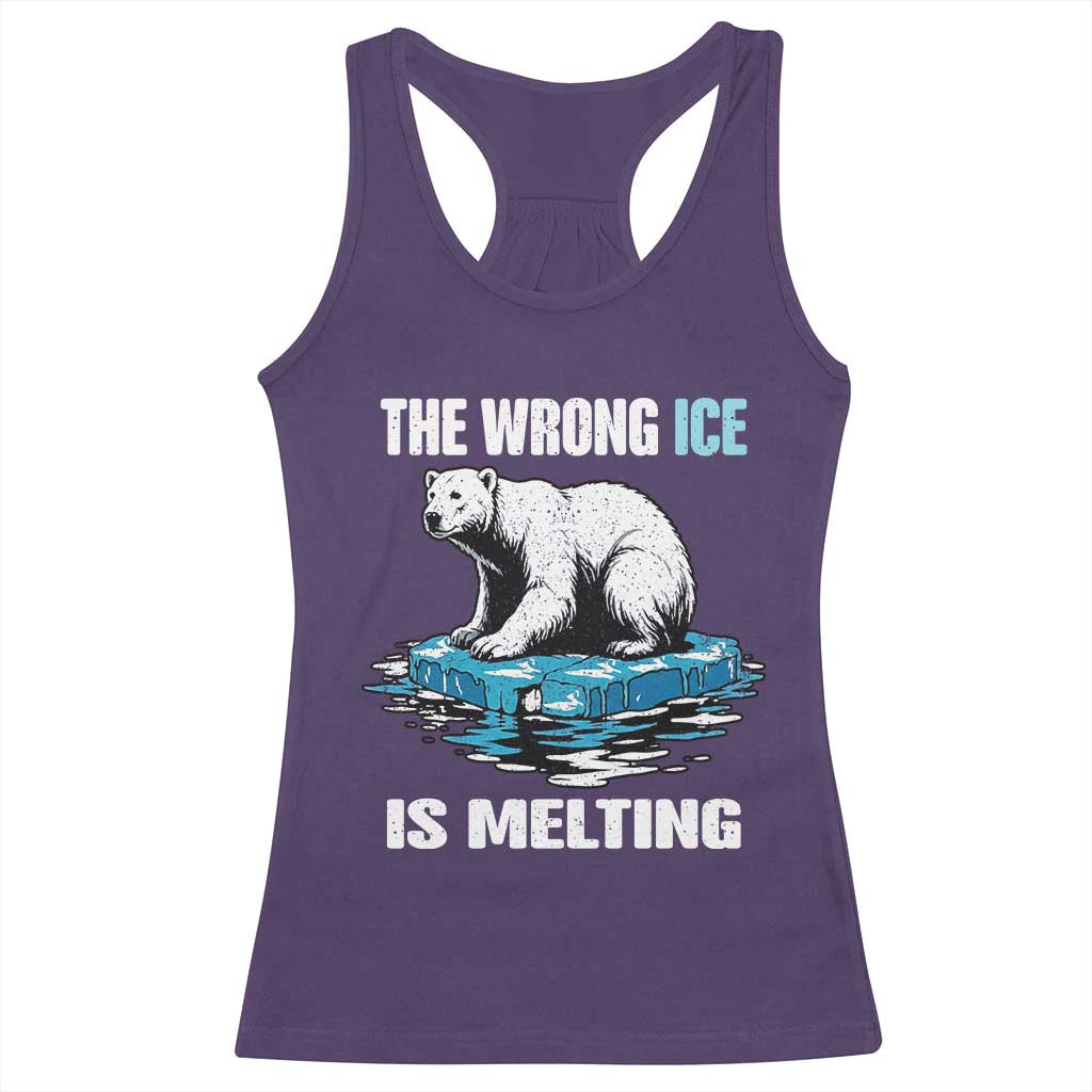 The Wrong Ice is Melting Polar Bear Racerback Tank Top Against Ice Environmental Activist Protest TS02 Purple Print Your Wear