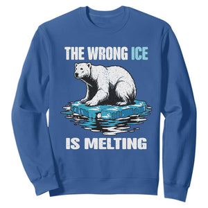 The Wrong Ice is Melting Polar Bear Sweatshirt Against Ice Environmental Activist Protest TS02 Royal Blue Print Your Wear