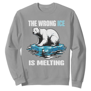 The Wrong Ice is Melting Polar Bear Sweatshirt Against Ice Environmental Activist Protest TS02 Sport Gray Print Your Wear