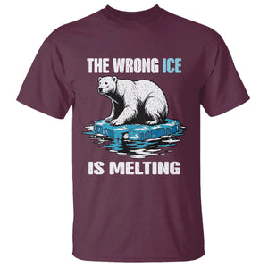 The Wrong Ice is Melting Polar Bear T Shirt Against Ice Environmental Activist Protest TS02 Maroon Print Your Wear