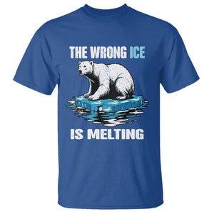The Wrong Ice is Melting Polar Bear T Shirt Against Ice Environmental Activist Protest TS02 Royal Blue Print Your Wear