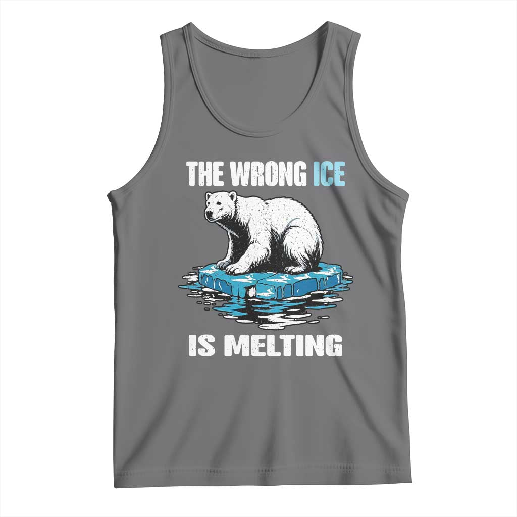 The Wrong Ice is Melting Polar Bear Tank Top Against Ice Environmental Activist Protest TS02 Black Heather Print Your Wear